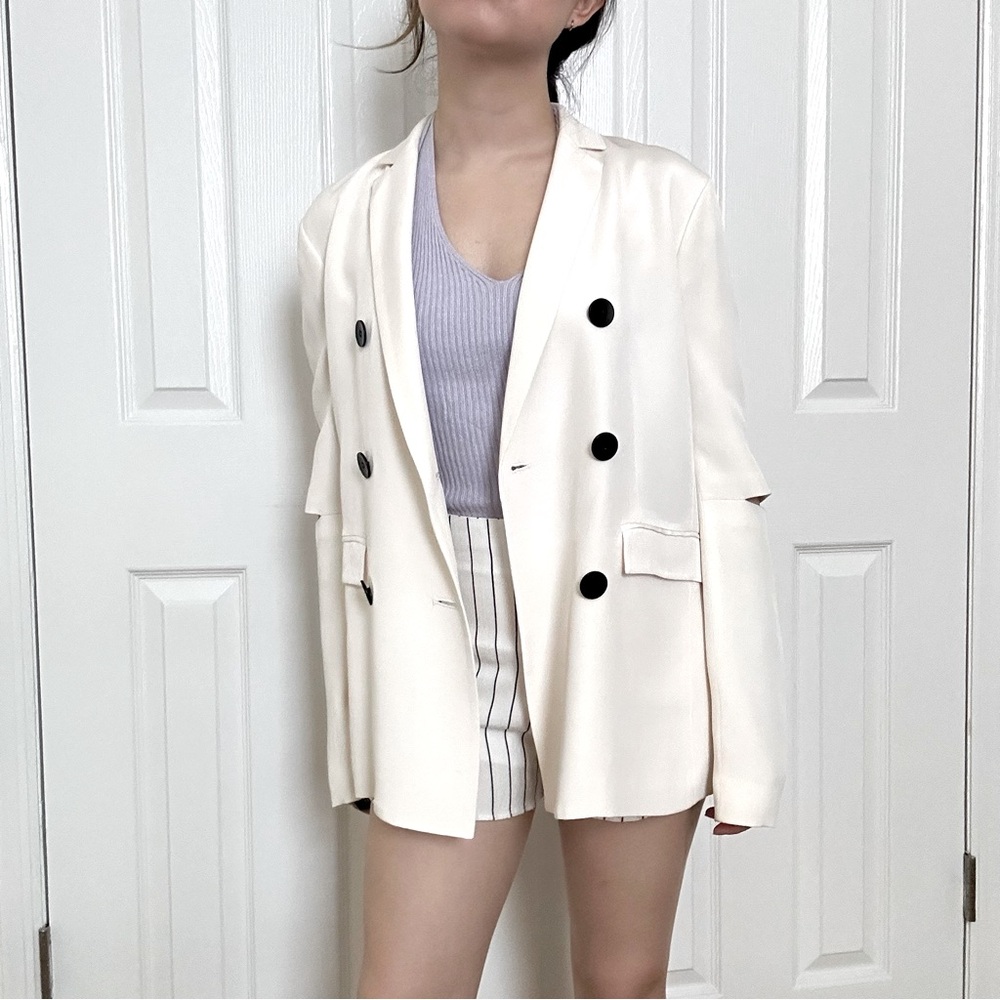 Tibi 100% silk white blazer